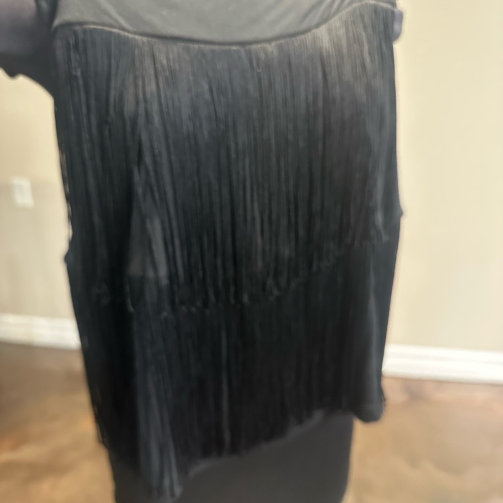 I Heart Ronson Black Fringe Top